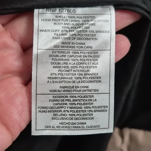 Steve Madden Faux-Fur-Lined Hooded Puffer Coat Tan With Black Size Large - Picture 10 of 12